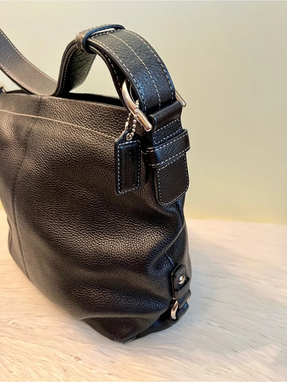 Coach Black Pebbled Leather Hobo Bag